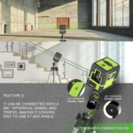 Laser-Level-with-Tripod, 1200mah lithium battery, can be standby for 10 hours, can be recharged，Green Cross Line Laser with Tripod Self-Leveling, Lazer Leveler Tool for Picture Hanging - Image 6