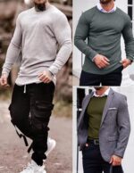 Ekouaer Men's Long Sleeve Shirts Ribbed Pullover Sweater Sim Fit Thermal Tops Crew Neck Stretchy Undershirts S-XXL - Image 6