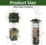 Squirrel Proof Bird Feeder, Metal Mesh Bird Feeder for Outside, Large Capacity and 4 Ports Perches (Green) - Image 3
