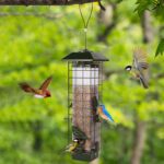 Squirrel Proof Bird Feeder, Metal Mesh Bird Feeder for Outside, Large Capacity and 4 Ports Perches (Green) - Image 8