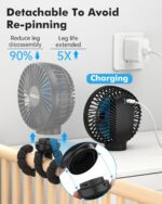 FRIZCOL Stroller Fan for Baby - Portable Fan Rechargeable - Battery Operated Fan(Use for 24Hrs) - Fan for Handheld/Clip On/Car Seat/Desk/Camping - Image 4