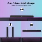 TV Sound Bar, Soundbar with RGB LED Lights & 2.1CH Bluetooth Speaker Surround System, 180W Surround Sound, AUX/Optical/HDMI ARC Home Theater Speaker, 2 in 1 Detachable for Smart TV/Projector/Gaming/PC - Image 7