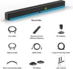 TV Sound Bar, Soundbar with RGB LED Lights & 2.1CH Bluetooth Speaker Surround System, 180W Surround Sound, AUX/Optical/HDMI ARC Home Theater Speaker, 2 in 1 Detachable for Smart TV/Projector/Gaming/PC - Image 10