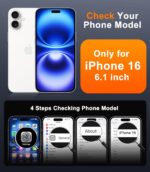 SPIDERCASE Magnetic for iPhone 16 Case, [Curly Wave Edge] with [2 Tempered Glass Screen Protector] [Full Camera Protection] Anti-Fingerprint Anti-Scratch Case for iPhone 16 6.1”, Pink - Image 3