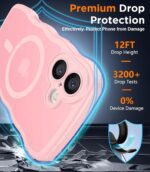 SPIDERCASE Magnetic for iPhone 16 Case, [Curly Wave Edge] with [2 Tempered Glass Screen Protector] [Full Camera Protection] Anti-Fingerprint Anti-Scratch Case for iPhone 16 6.1”, Pink - Image 4