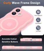 SPIDERCASE Magnetic for iPhone 16 Case, [Curly Wave Edge] with [2 Tempered Glass Screen Protector] [Full Camera Protection] Anti-Fingerprint Anti-Scratch Case for iPhone 16 6.1”, Pink - Image 7