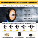 MZREXN 4.80/4.00-8" Flat Free Tire and Wheel 15" Solid Wheelbarrow Tires, 3.00-4.00/4.80-8" with 5/8" & 3/4" Bearings, 3" Centered Hub for Hand Truck Garden Trailers Utility Cart Yard Wagon 2PCS White - Image 5