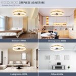 VOLISUN Low Profile Ceiling Fans with Lights and Remote, 19.7in Fandelier Ceiling Fan Flush Mount, 3000K-6500K Smart Bladeless LED Fan Light, Gold Modern Ceiling Fans with Lights for Bedroom - Image 4