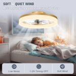 VOLISUN Low Profile Ceiling Fans with Lights and Remote, 19.7in Fandelier Ceiling Fan Flush Mount, 3000K-6500K Smart Bladeless LED Fan Light, Gold Modern Ceiling Fans with Lights for Bedroom - Image 6