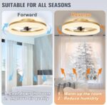 VOLISUN Low Profile Ceiling Fans with Lights and Remote, 19.7in Fandelier Ceiling Fan Flush Mount, 3000K-6500K Smart Bladeless LED Fan Light, Gold Modern Ceiling Fans with Lights for Bedroom - Image 7