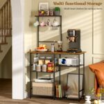 Baker's Rack for Kitchen with Storage, Microwave Stand with Adjustable Shelves and 10 S Hooks, 6-Tier Coffee Bar Station, Kitchen Shelves for Spices, Pots, Rustic Brown - Image 4