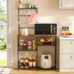 Baker's Rack for Kitchen with Storage, Microwave Stand with Adjustable Shelves and 10 S Hooks, 6-Tier Coffee Bar Station, Kitchen Shelves for Spices, Pots, Rustic Brown - Image 5