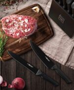 Knife Set, 15 Pcs Kitchen Knife Set with Block Self Sharpening, Dishwasher Safe, 6 Steak Knives, Anti-slip handle, Black - Image 8