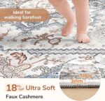 OPPODREAM Soft Neutral Area Rugs 5x7, 5x7 Washable Rug with Non Slip Backing, 5 x 7 Faux Cashmere Low-Pile Carpet, Cream White & Blue & Light Brown - Image 3
