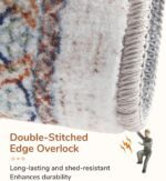OPPODREAM Soft Neutral Area Rugs 5x7, 5x7 Washable Rug with Non Slip Backing, 5 x 7 Faux Cashmere Low-Pile Carpet, Cream White & Blue & Light Brown - Image 5