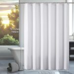 OVZME White Shower Curtain Set, Waffle Textured Heavy Duty Fabric Thick Shower Curtain for Bathroom, 230GSM Luxury Weighted Bath Curtain with 12 Plastic Hooks, 72x72, White - Image 3