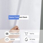 OVZME White Shower Curtain Set, Waffle Textured Heavy Duty Fabric Thick Shower Curtain for Bathroom, 230GSM Luxury Weighted Bath Curtain with 12 Plastic Hooks, 72x72, White - Image 8