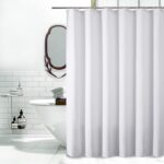 OVZME White Shower Curtain Set, Waffle Textured Heavy Duty Fabric Thick Shower Curtain for Bathroom, 230GSM Luxury Weighted Bath Curtain with 12 Plastic Hooks, 72x72, White - Image 10