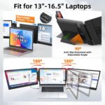 ZUMWALT Laptop Screen Extender, 14" Triple Portable Monitor for Laptop, 1080P FHD Screen Extender Monitors for 13"-16.5" Laptop, Monitor Extender for MacOS/Windows/Chrome (Built-in Speakers) - Image 5