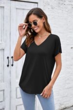 Herou Short Sleeve V Neck Womens Basic Tops Casual Loose Fit T Shirts Soft Tees for Women - Image 7