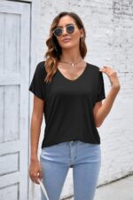 Herou Short Sleeve V Neck Womens Basic Tops Casual Loose Fit T Shirts Soft Tees for Women - Image 8