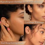 Gold Stud Earrings Set for Women, 3 Pairs Huggie Hoop Jacket Studs Earring Stacks, Hypoallergenic 925 Sterling Silver Post Dainty Birthstone Trendy Women Fashion Accessories Jewelry Gifts - Image 7