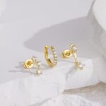 Gold Stud Earrings Set for Women, 3 Pairs Huggie Hoop Jacket Studs Earring Stacks, Hypoallergenic 925 Sterling Silver Post Dainty Birthstone Trendy Women Fashion Accessories Jewelry Gifts - Image 10