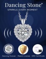 MomentWish Heart Necklace for Women, Sparkling Gift for Her, 1Carat Moissanite Heart Pendent for Her, 925 Sterling Silver Dance Necklace for Anniversary Christmas Valentines - Image 4
