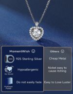 MomentWish Heart Necklace for Women, Sparkling Gift for Her, 1Carat Moissanite Heart Pendent for Her, 925 Sterling Silver Dance Necklace for Anniversary Christmas Valentines - Image 6
