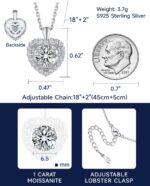 MomentWish Heart Necklace for Women, Sparkling Gift for Her, 1Carat Moissanite Heart Pendent for Her, 925 Sterling Silver Dance Necklace for Anniversary Christmas Valentines - Image 8