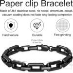 Bracelets for Men,Black Stainless Steel for Men Bracelets,Trendy Paperclip Short Bracelets Gifts for Husband Father Friends - Image 3