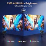4K-Projector [1500 ANSI/ Official-NetfIix/360°Stand] Outdoor Projector with WiFi 6 and Bluetooth, Auto Focus, Auto Keystone Smart Proyector Native 1080P Support 36W DoIby Audio 500'' Display HDR 10+ - Image 3