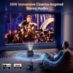 4K-Projector [1500 ANSI/ Official-NetfIix/360°Stand] Outdoor Projector with WiFi 6 and Bluetooth, Auto Focus, Auto Keystone Smart Proyector Native 1080P Support 36W DoIby Audio 500'' Display HDR 10+ - Image 7