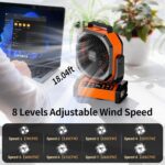 Socool Camping Fan with Light - 20000mAh Rechargeable Battery Fan with Remote, 112Hrs & 8 Speeds, Digital Display, Timer, Auto Oscillation, 270° Pivot & Hook for Outdoor Tent, Hurricane, Power Outage - Image 3