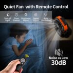 Socool Camping Fan with Light - 20000mAh Rechargeable Battery Fan with Remote, 112Hrs & 8 Speeds, Digital Display, Timer, Auto Oscillation, 270° Pivot & Hook for Outdoor Tent, Hurricane, Power Outage - Image 6