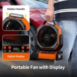 Socool Camping Fan with Light - 20000mAh Rechargeable Battery Fan with Remote, 112Hrs & 8 Speeds, Digital Display, Timer, Auto Oscillation, 270° Pivot & Hook for Outdoor Tent, Hurricane, Power Outage - Image 8