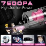 Viewsun 17pcs Car Cleaning Kit, Pink Car Interior Detailing Kit with High Power Handheld Vacuum, Detailing Brush Set, Windshield Cleaner, Cleaning Gel, Complete Auto Accessories for Women Gift - Image 3