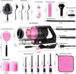 Viewsun 17pcs Car Cleaning Kit, Pink Car Interior Detailing Kit with High Power Handheld Vacuum, Detailing Brush Set, Windshield Cleaner, Cleaning Gel, Complete Auto Accessories for Women Gift - Image 8