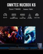 GMKtec Mini Gaming PC AMD Ryzen 7 7840HS Desktop Computers 16GB DDR5 (16GB*1) 1TB PCIe4.0 SSD, USB4.0, Dual NIC LAN 2.5Gbps/ HDMI, DP/USB-C4.0, WiFi 6E, BT 5.2 Nucbox K6 - Image 5