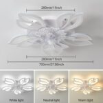 JAYMP 27.6 Inch Modern Flower Ceiling Light with Fan, 6 Speeds with 7 Blades, Remote Control Ceiling Fan White Dimmable LED Lighting Fixture for Dining Room Bedroom Small Living Room (White, 27.6") - Image 3