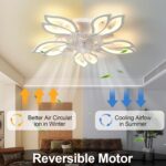 JAYMP 27.6 Inch Modern Flower Ceiling Light with Fan, 6 Speeds with 7 Blades, Remote Control Ceiling Fan White Dimmable LED Lighting Fixture for Dining Room Bedroom Small Living Room (White, 27.6") - Image 5