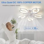 JAYMP 27.6 Inch Modern Flower Ceiling Light with Fan, 6 Speeds with 7 Blades, Remote Control Ceiling Fan White Dimmable LED Lighting Fixture for Dining Room Bedroom Small Living Room (White, 27.6") - Image 6