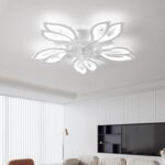 JAYMP 27.6 Inch Modern Flower Ceiling Light with Fan, 6 Speeds with 7 Blades, Remote Control Ceiling Fan White Dimmable LED Lighting Fixture for Dining Room Bedroom Small Living Room (White, 27.6") - Image 7
