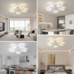 JAYMP 27.6 Inch Modern Flower Ceiling Light with Fan, 6 Speeds with 7 Blades, Remote Control Ceiling Fan White Dimmable LED Lighting Fixture for Dining Room Bedroom Small Living Room (White, 27.6") - Image 9