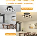 3-Light Kitchen Light Fixtures Ceiling Mount, Adjustable Multi-Directional Farmhouse Black Metal Cage Flush Mount Ceiling Light Fixtures for Hallway Dining Room Entryway - Image 3