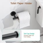 USHOWER Matte Black Bathroom Hardware Set, Modern 24-Inch Towel Bar Set Wall Mounted, Durable SUS304 Stainless Steel Bathroom Accessories Set, 4-Piece - Image 6