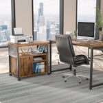 Unikito Lateral File Cabinet, Locking Office Filing Cabinets with Socket and USB Charging Port, Modern Rolling Printer Stand with Storage for A4, Letter Size and File Folders, Rustic Brown - Image 3