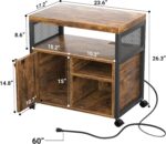 Unikito Lateral File Cabinet, Locking Office Filing Cabinets with Socket and USB Charging Port, Modern Rolling Printer Stand with Storage for A4, Letter Size and File Folders, Rustic Brown - Image 4