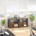 Unikito Lateral File Cabinet, Locking Office Filing Cabinets with Socket and USB Charging Port, Modern Rolling Printer Stand with Storage for A4, Letter Size and File Folders, Rustic Brown - Image 5