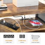 Unikito Lateral File Cabinet, Locking Office Filing Cabinets with Socket and USB Charging Port, Modern Rolling Printer Stand with Storage for A4, Letter Size and File Folders, Rustic Brown - Image 7